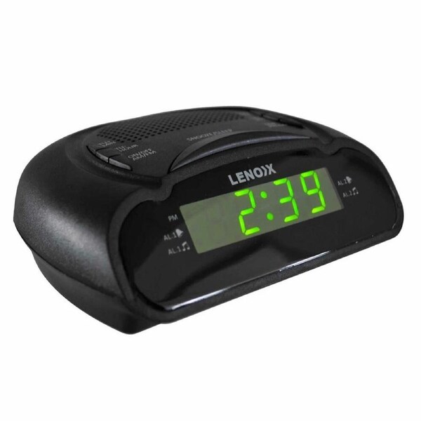 Lenoxx AM/FM Station Radio Digital LED Dual Alarm Clock Sounds Snooze/Sleep BLK