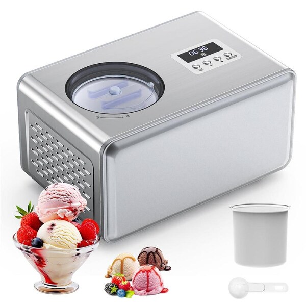 Advwin Ice Cream Maker with Built-in Compressor, 2L Frozen Yogurt & Gelato Machine, Sorbet Maker with LCD Display, 3 Modes, 2-Hour Keep Cool Function