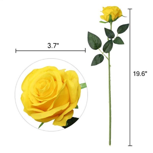 Nevenka 10Pcs Artificial Silk Rose Bouquet Fake Rose Event Gift for Wedding Party-Yellow