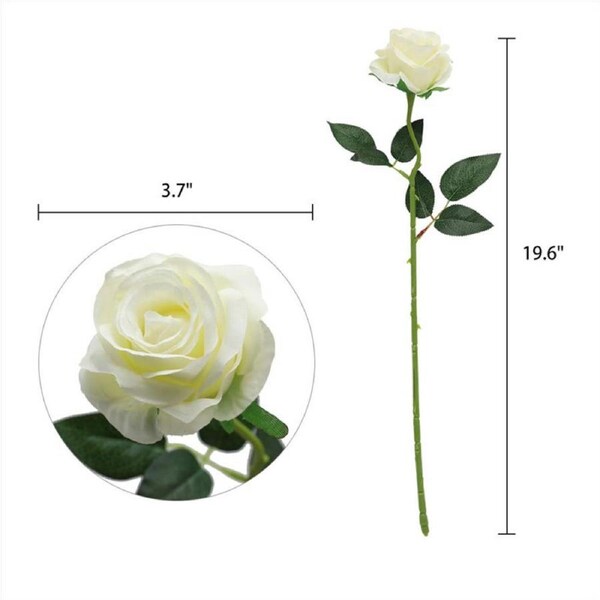 Nevenka 10Pcs Artificial Silk Rose Bouquet Fake Rose Event Gift for Wedding Party-White