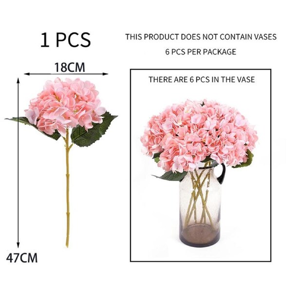 Nevenka 6Pcs Artificial Flowers Silk Hydrangea Bouquets for Home Wedding Party Decor-Pink