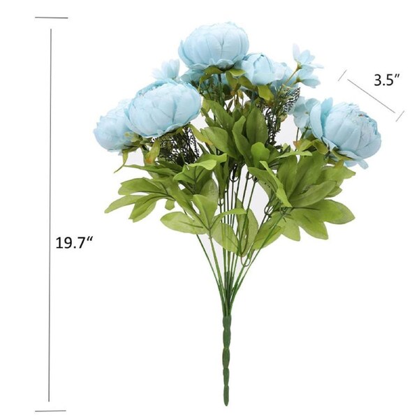 Nevenka Artificial Peony Silk Flowers Vintage Fake Flowers for Wedding Home Decoration-SpringBlue