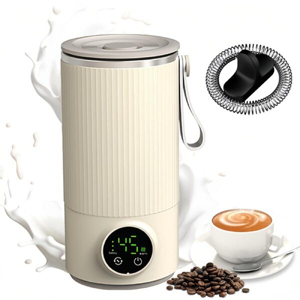 Nevenka Electric Milk Frother Cordless Portable Rechargeable Warmer Mixer Cup for Coffee