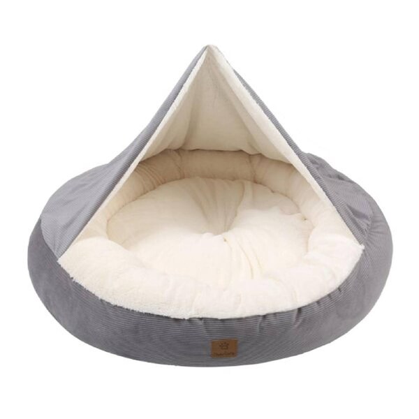 Hooded Corduroy Snookie Pet Nest (Dove Grey) - Large