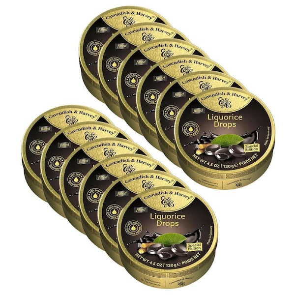 12PK Cavendish & Harvey Liquorice Drops 130g Candy Lollies Sweet Confectionery
