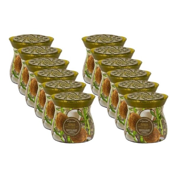 12PK Air Fusion Crystal Scent Beads Bamboo Coconut 397g Room Freshener Fragrance