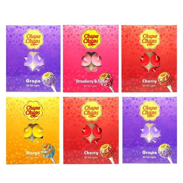 6x 20pc Chupa Chups Scented Tea Light Candle Assorted Home Room Fragrance