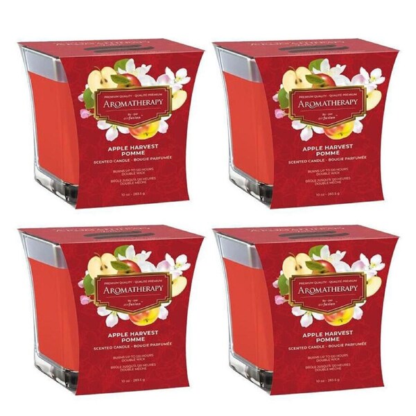 4PK Air Fusion Glass Scented Candle Apple Harvest Red Home Room Fragrance