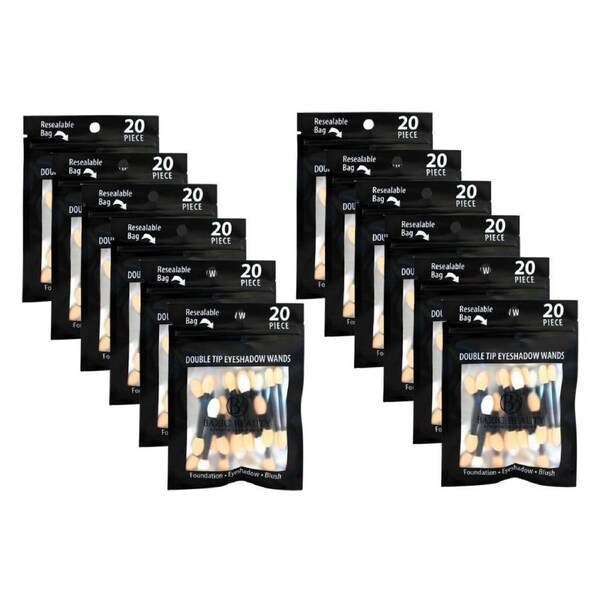 12x 20pc Bazic Beauty Double Tip Eyeshadow Wands Set Eye Makeup Applicator