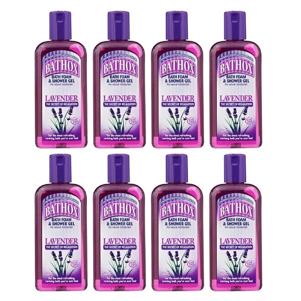 8PK Bathox Liquid Bath Foam Shower Gel Lavender 500ml Moisturising Body Care