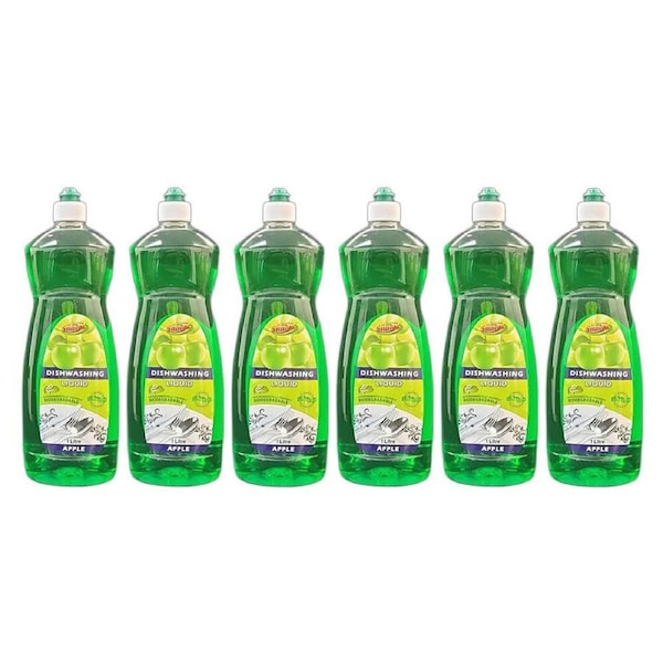 6PK Shinax Scented Dishwashing Liquid Detergent Apple 1L Dish Cleaning Soap