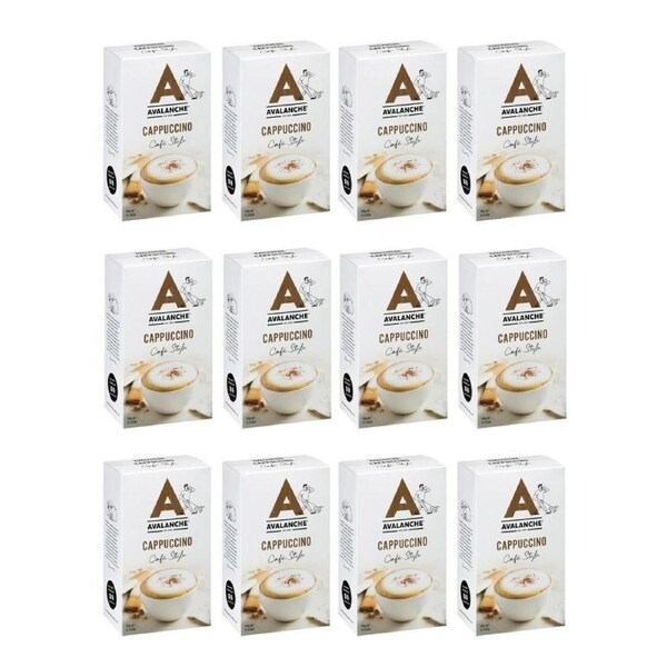 12x 10pc Avalanche Cappuccino Cafe Style Instant Coffee 160g Powdered Drink