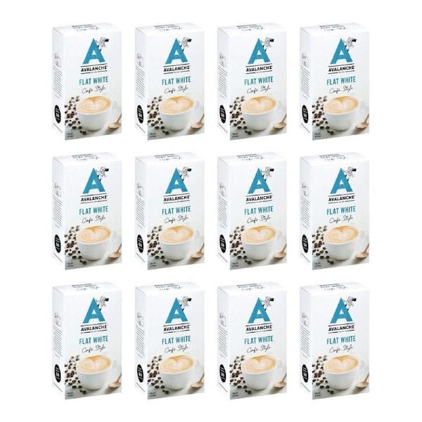 12x 10pc Avalanche Flat White Cafe Style Instant Coffee 160g Powdered Drink