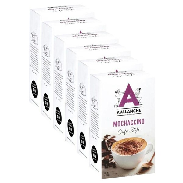 6x 10pc Avalanche Mochaccino Cafe Style Instant Coffee 160g Powdered Drink