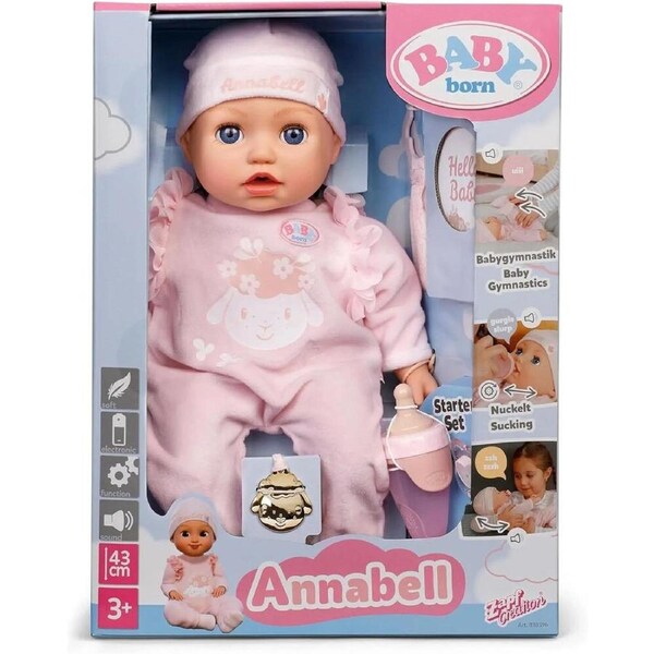 Baby Born Annabell Lifelike Doll w/Functions & Sound 43cm 3y+