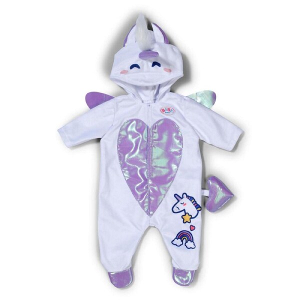 Baby Born Unicorn Onesie Accessory/Outfit For 43cm Dolls White 3y+