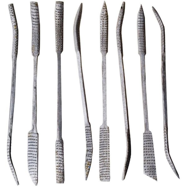 8pc Sinoart Steel Riffler/Rasps Pottery & Ceramics Sculpting Set 8inch Silver
