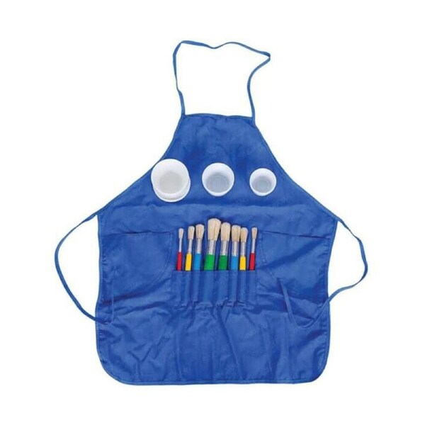 Sinoart Children's Painting Brush and Apron Arts & Craft Set Kit Blue