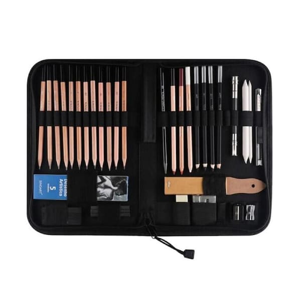 41pc Sinoart Comprehensive Sketching Arts and Craft Case Kit Set Black