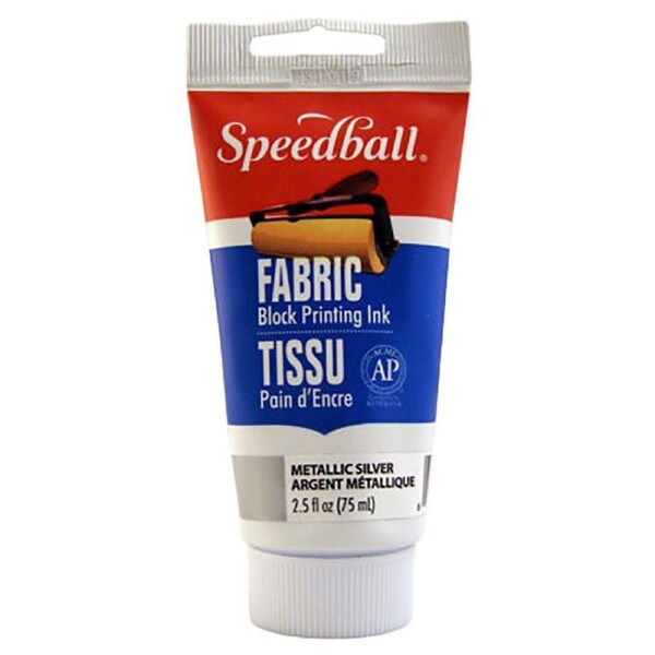 Speedball Water-Washable Oil Fabric Block Printing Ink 75ml Metallic Silver