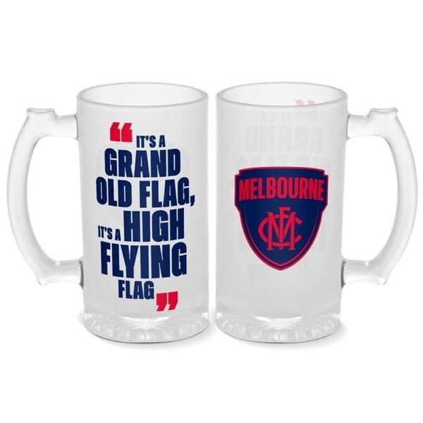 AFL Frosted Stein Glass - Melbourne Demons - 500ml - Drink Cup Mug