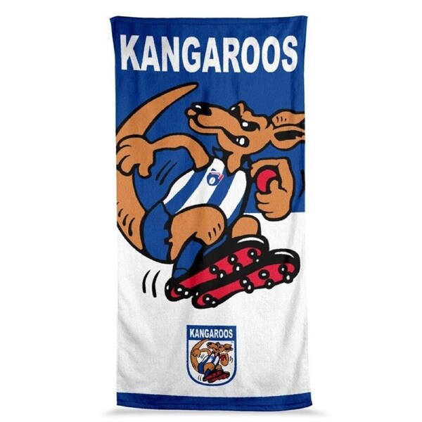 AFL Jumbo Beach Towel - North Melbourne Kangaroos - Team Mascot - 90cmx170cm
