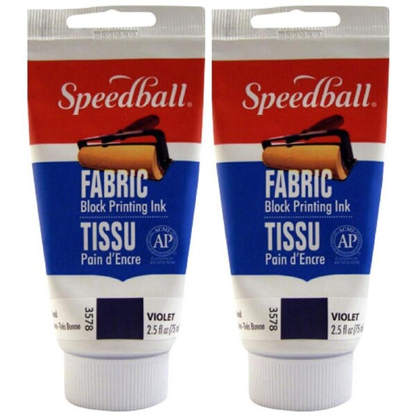 2PK Speedball Water-Washable Oil-Based Fabric Block Printing Ink 75ml Violet