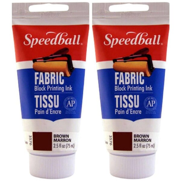 2PK Speedball Water-Washable Oil-Based Fabric Block Printing Ink 75ml Brown