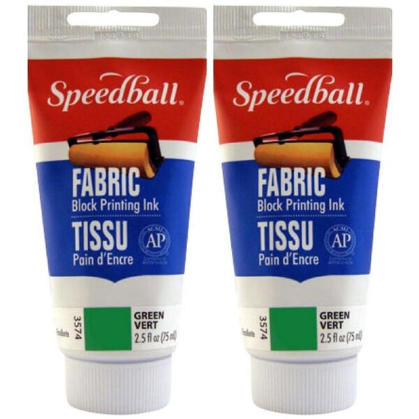 2PK Speedball Water-Washable Oil-Based Fabric Block Printing Ink 75ml Green