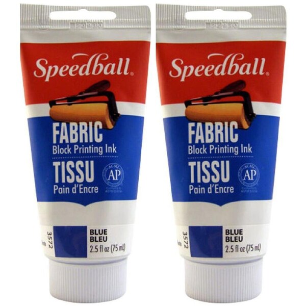 2PK Speedball Water-Washable Oil-Based Fabric Block Printing Ink 75ml Blue