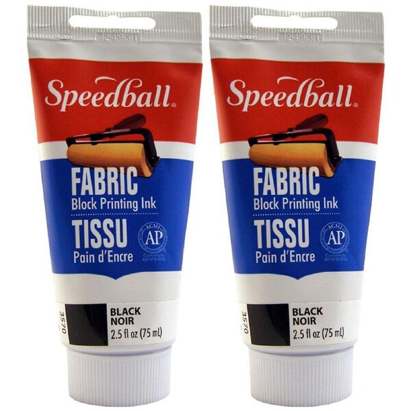 2PK Speedball Water-Washable Oil-Based Fabric Block Printing Ink 75ml Black