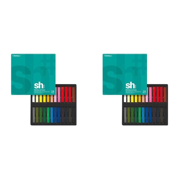2x 24pc Shinhan Soft Artists Blendable Pastels Set Multi-Coloured Assorted