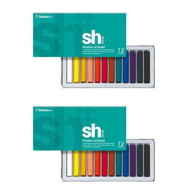 2x 12pc Shinhan Soft Artists Blendable Pastels Set Multi-Coloured Assorted