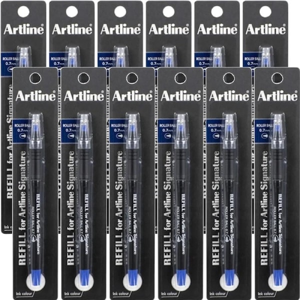 Artline Signature Rollerball Pen 0.7mm Refill Blue 12 Pack