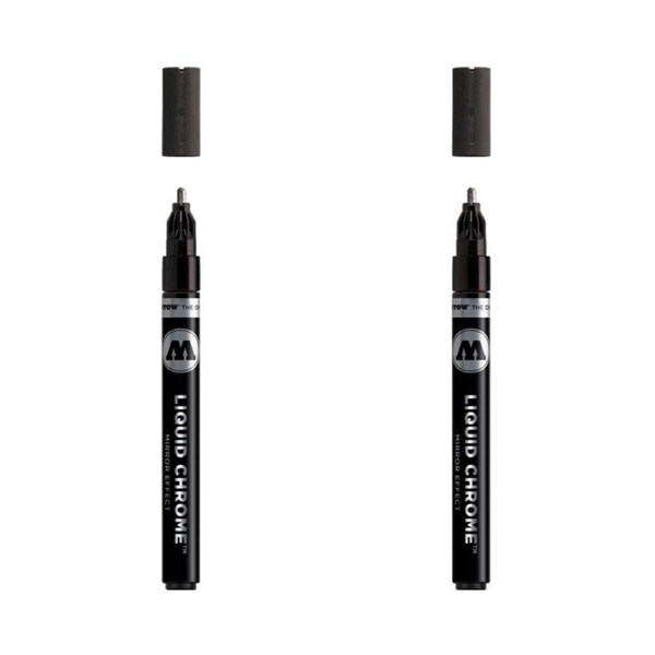 2PK Molotow High Gloss Mirrored Effect Liquid Chrome Marker Art Pen 2mm