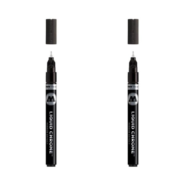 2PK Molotow High Gloss Mirrored Effect Liquid Chrome Marker Art Pen 1mm