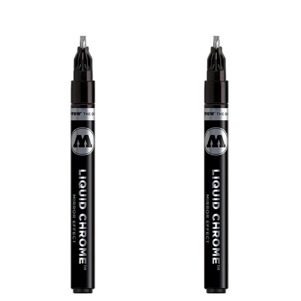 2PK Molotow High Gloss Mirrored Effect Liquid Chrome Calligraphy Pen 3mm