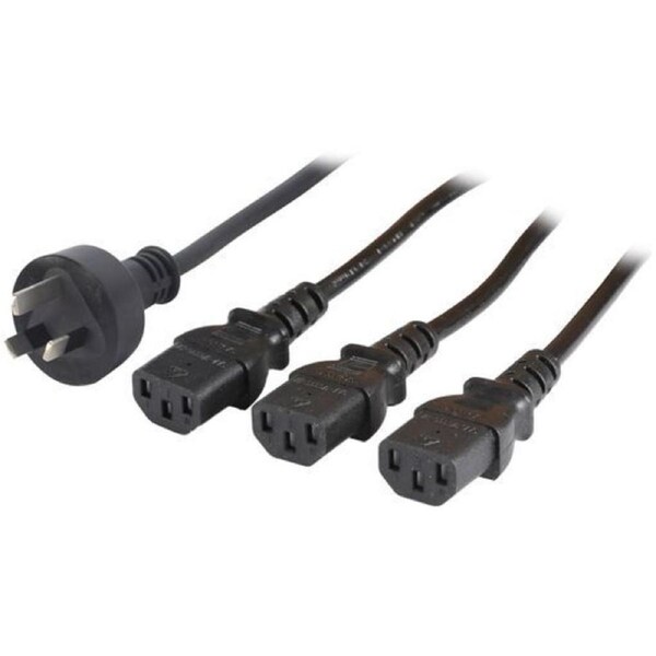 2m 3 x IEC Power Cable Female Socket to 240V Mains Plug