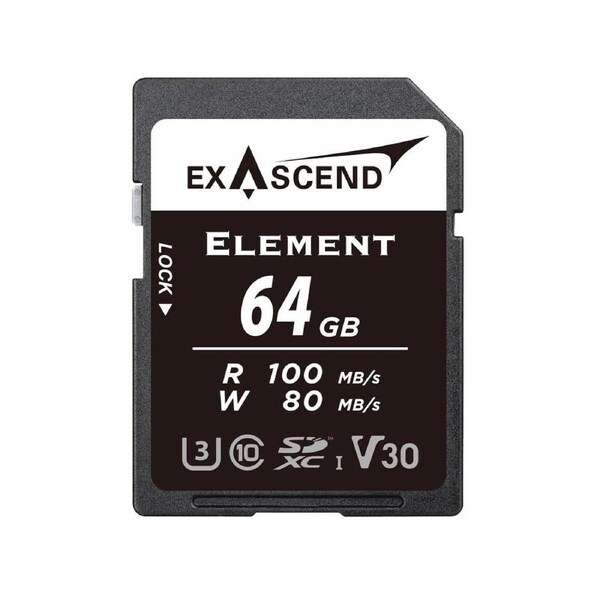Exascend ELEMENT 64GB USH-I V30 SDHC Card