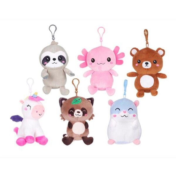 6PK Kawaii Kuties Bagclip Plush/Soft Toy Series 2 12cm For Ages 3y+ Assorted