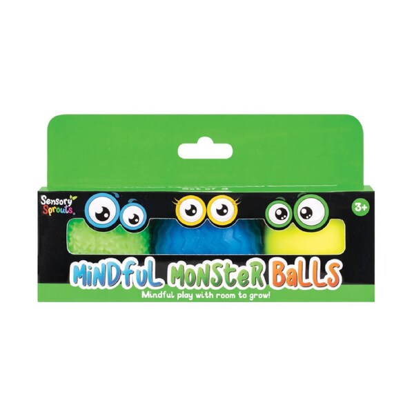 Sensory Sprouts Mindful Monster Balls Green Blue Yellow Age 3+