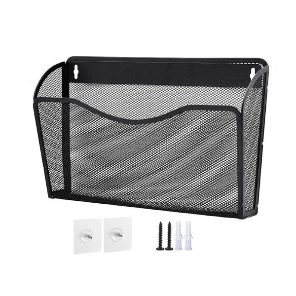 File Organizer Mesh Wall Mounted Rack Magazine Holder Storage Basket for Office