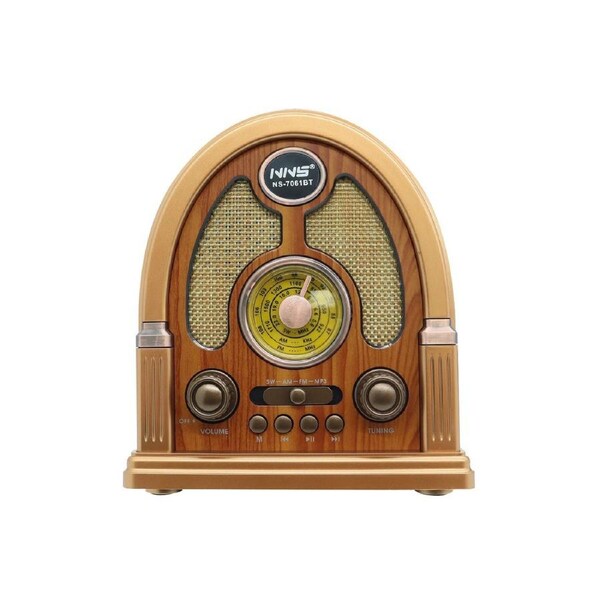 Portable Retro Radio Bluetooth Speaker AM FM SW Light Brown NS-7061BT-LB