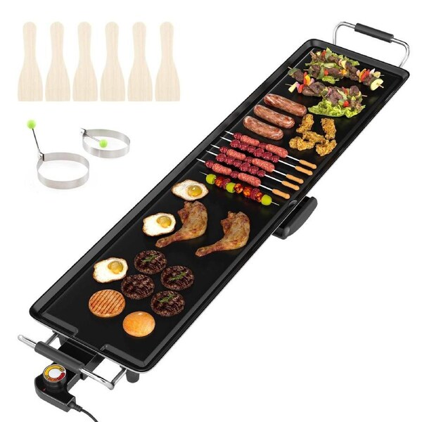 Costway 89cm BBQ Grill Electric Griddle Extra Large Teppanyaki Grill w/Insulated Handles/Drip Tray Nonstick