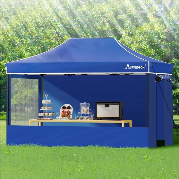 3x4.5m Gazebo ALFORDSON Pop Up Marquee Side Wall Blue