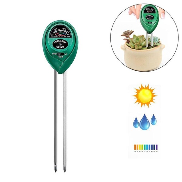 Nevenka 3 in 1 Plants Soil Moisture Meter Light/pH Tester for Gardens Lawn