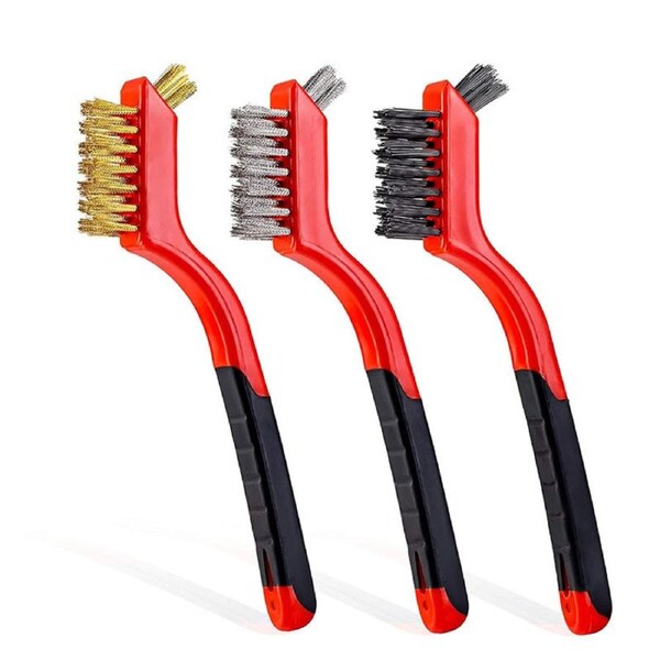 Nevenka Nylon/Brass/Stainless Steel Brushes with Curved Handle for Deep Cleaning