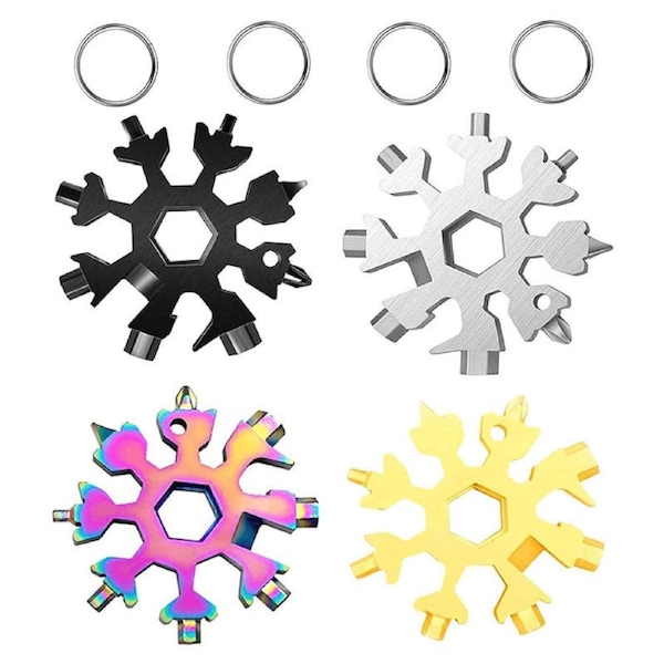 Nevenka 4 Pcs 18-in-1 Snowflakes Multitool Bottle Opener/Screwdriver Gift for Men