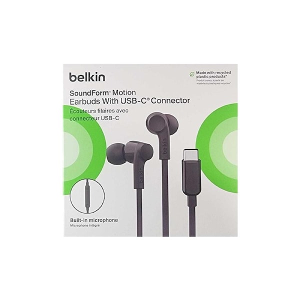 Belkin SoundForm USB-C Earbuds for iPhone 16 15 S24 S23 Switch 2 - Black