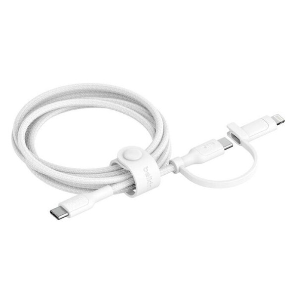 Belkin BoostCharge Pro 2-in-1 Cable With USB-C and Lightning Connector - White(CAC003fq1.5MWH),